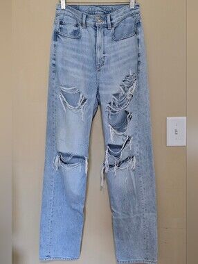 American Eagle Light Wash Distressed High-Rise Jeans